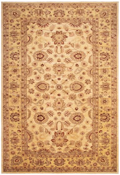Bordered  Traditional Ivory Area rug Unique Afghan Hand-knotted 289284
