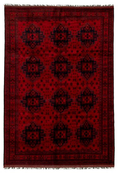 Bordered  Tribal Red Area rug 6x9 Afghan Hand-knotted 327852