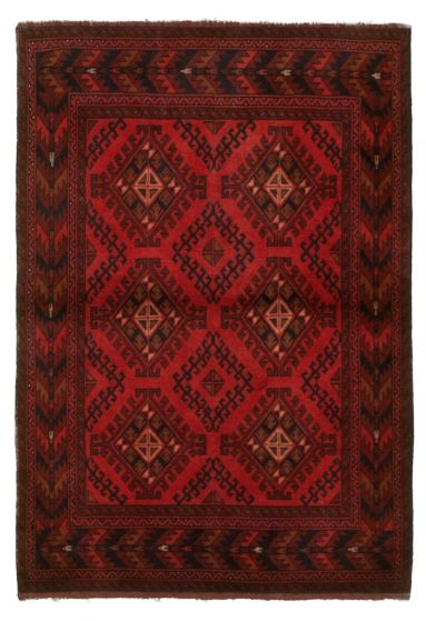 Bordered  Tribal Red Area rug 3x5 Afghan Hand-knotted 329602