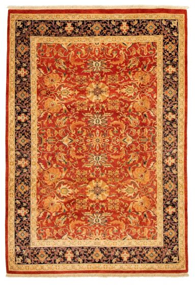 Bordered  Traditional Red Area rug 5x8 Pakistani Hand-knotted 331376