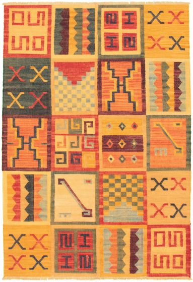 Casual  Transitional Orange Area rug 5x8 Turkish Flat-weave 335915