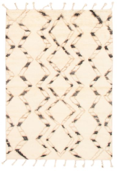 Bohemian  Tribal Ivory Area rug 4x6 Indian Hand-knotted 355120