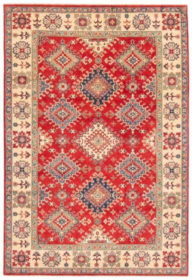 Bordered  Traditional Red Area rug 6x9 Afghan Hand-knotted 361389