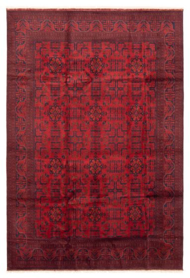 Bordered  Traditional Red Area rug 6x9 Afghan Hand-knotted 361540