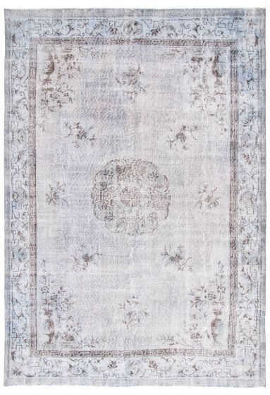 Bordered  Transitional Blue Area rug Unique Turkish Hand-knotted 361929