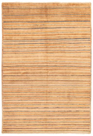 Stripes  Transitional Brown Area rug 5x8 Pakistani Hand-knotted 362368