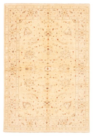 Bordered  Traditional Yellow Area rug 5x8 Pakistani Hand-knotted 362652