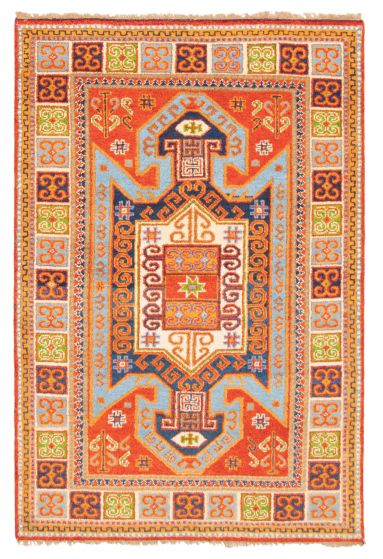 Bordered  Traditional Brown Area rug 5x8 Indian Hand-knotted 364335
