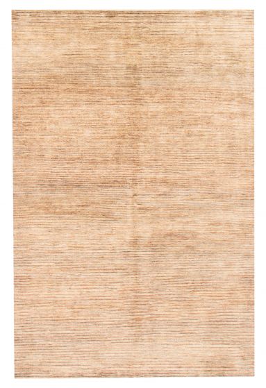 Stripes  Transitional Ivory Area rug 5x8 Pakistani Hand-knotted 375186