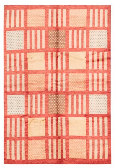 Transitional Red Area rug 5x8 Pakistani Hand-knotted 375446