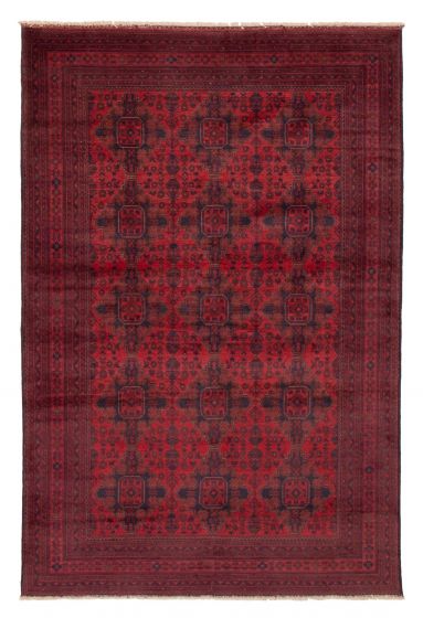 Bordered  Traditional Red Area rug 6x9 Afghan Hand-knotted 378003