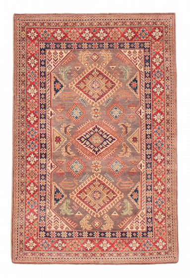 Bordered  Geometric Brown Area rug 3x5 Afghan Hand-knotted 382055