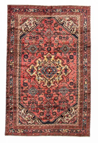 Bordered  Traditional Brown Area rug 4x6 Turkish Hand-knotted 385713