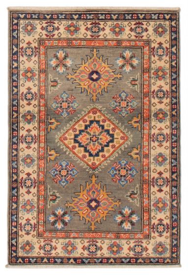 Bordered  Transitional Grey Area rug 3x5 Afghan Hand-knotted 392709