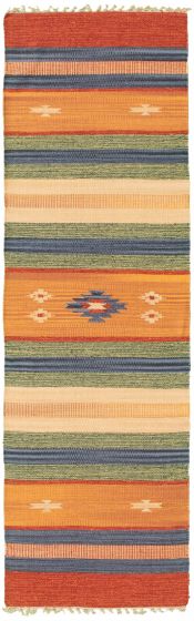 Flat-weaves & Kilims  Transitional Brown Runner rug 7-ft-runner Turkish Flat-weave 339244