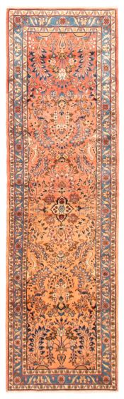 Bordered  Traditional Brown Runner rug 10-ft-runner Persian Hand-knotted 365898