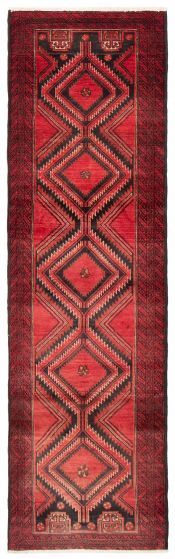 Bordered  Tribal Red Runner rug 10-ft-runner Afghan Hand-knotted 388980