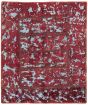 Carved  Transitional Red Area rug Unique Turkish Hand-knotted 333427