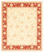 Bordered  Traditional Ivory Area rug 6x9 Afghan Hand-knotted 346215