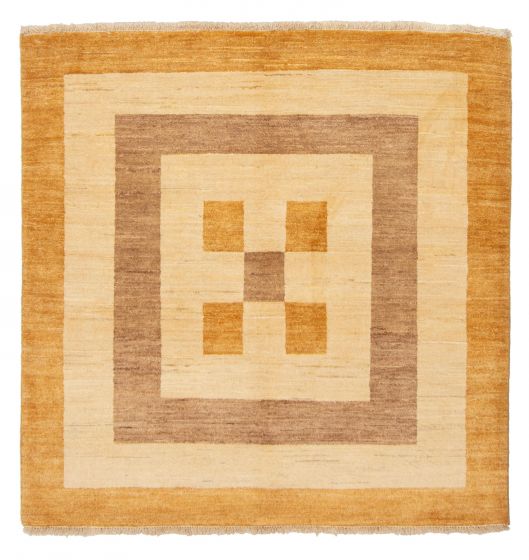 Bordered  Traditional Ivory Area rug Square Pakistani Hand-knotted 376078
