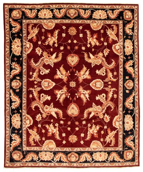 Bordered  Traditional Red Area rug 6x9 Afghan Hand-knotted 331360