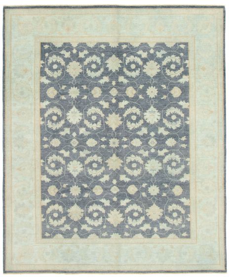 Bordered  Transitional Blue Area rug 6x9 Pakistani Hand-knotted 336849