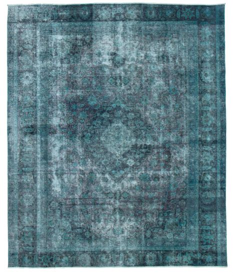 Overdyed  Transitional Green Area rug 9x12 Turkish Hand-knotted 374182