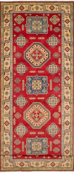 Geometric  Traditional Red Runner rug 16-ft-runner Afghan Hand-knotted 247396