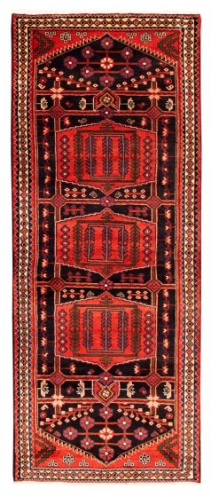 Bordered  Traditional Black Runner rug 10-ft-runner Persian Hand-knotted 352499