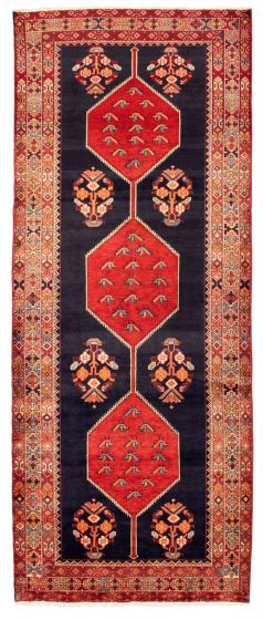 Bordered  Traditional Blue Runner rug 12-ft-runner Persian Hand-knotted 352533
