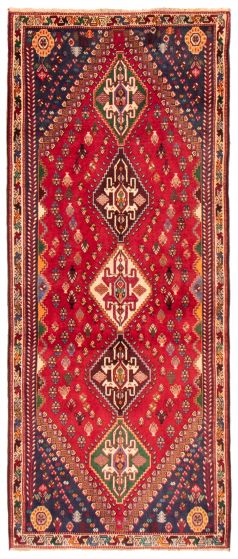 Bordered  Traditional Red Runner rug 9-ft-runner Turkish Hand-knotted 370783