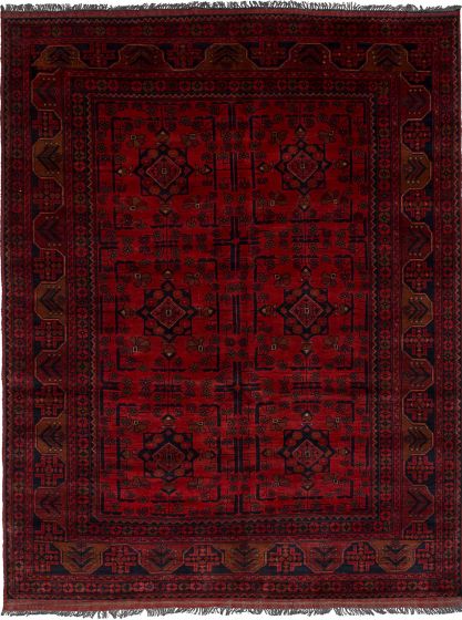 Traditional  Tribal Red Area rug 5x8 Afghan Hand-knotted 244007