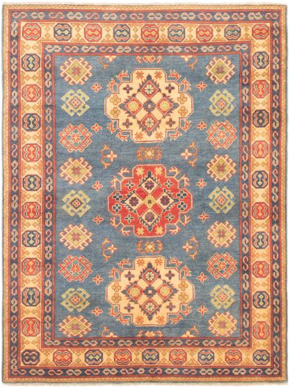 Bordered  Traditional Blue Area rug 4x6 Afghan Hand-knotted 305782
