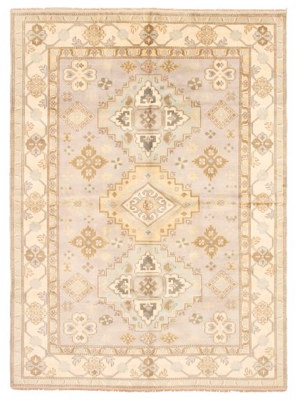 Bordered  Traditional Grey Area rug 9x12 Indian Hand-knotted 310367
