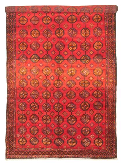 Bordered  Tribal Red Area rug Unique Russia Hand-knotted 318940