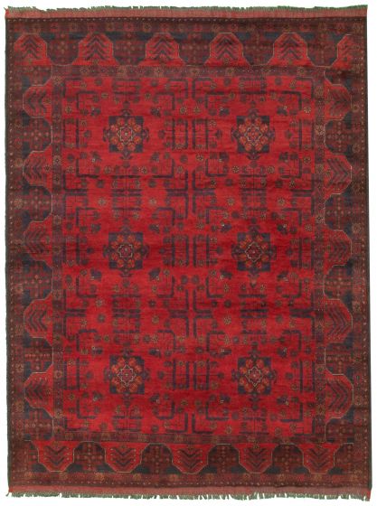 Bordered  Tribal Red Area rug 4x6 Afghan Hand-knotted 328856