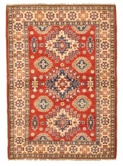 Bordered  Tribal Red Area rug 3x5 Afghan Hand-knotted 329346