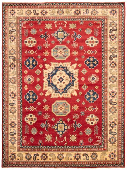 Bordered  Traditional Red Area rug 10x14 Afghan Hand-knotted 363494