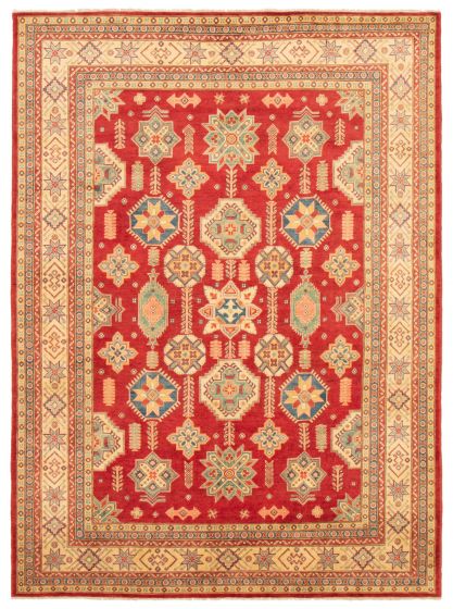 Bordered  Traditional Red Area rug 8x10 Afghan Hand-knotted 363763