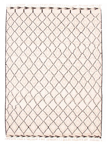 Moroccan  Tribal Ivory Area rug 8x10 Pakistani Hand-knotted 381806
