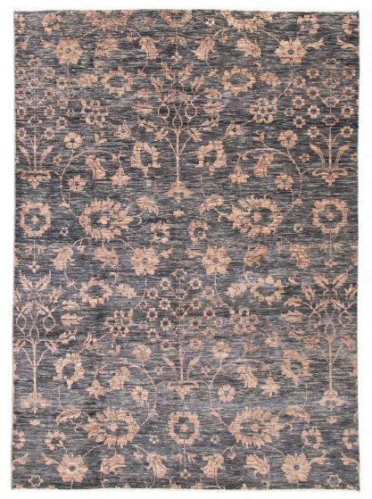 Transitional Grey Area rug 9x12 Indian Hand-knotted 386641