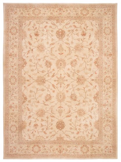 Traditional Ivory Area rug Unique Afghan Hand-knotted 388822