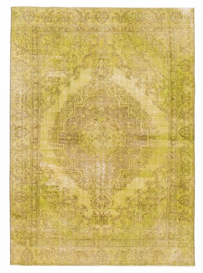 Overdyed  Transitional Green Area rug 9x12 Turkish Hand-knotted 391317