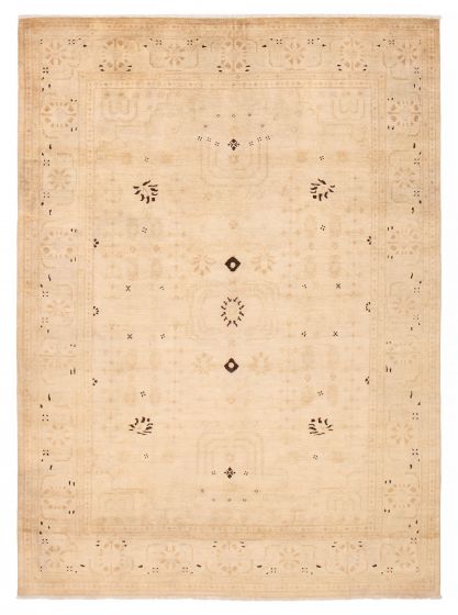 Transitional  Vintage Ivory Area rug 9x12 Afghan Hand-knotted 391965