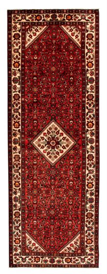 Bordered  Traditional Red Runner rug 10-ft-runner Persian Hand-knotted 352490