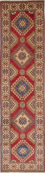 Geometric  Traditional Red Runner rug 11-ft-runner Afghan Hand-knotted 221667