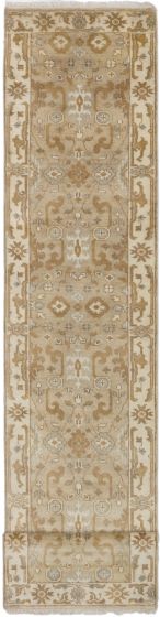 Floral  Traditional Brown Runner rug 14-ft-runner Indian Hand-knotted 242910