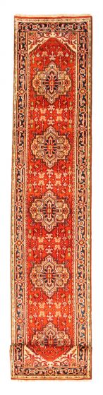 Bordered  Traditional Brown Runner rug 20-ft-runner Indian Hand-knotted 344356
