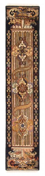 Bordered  Traditional Blue Runner rug 6-ft-runner Indian Hand-knotted 379993