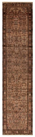 Tribal  Vintage/Distressed Brown Runner rug 12-ft-runner Turkish Hand-knotted 394001